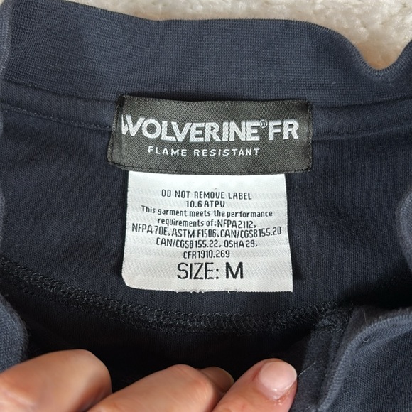 WOLVERINE MEN'S FR, CAT 2, LONG SLEEVE HENLEY, Navy Blue, Size Medium - Picture 3 of 8